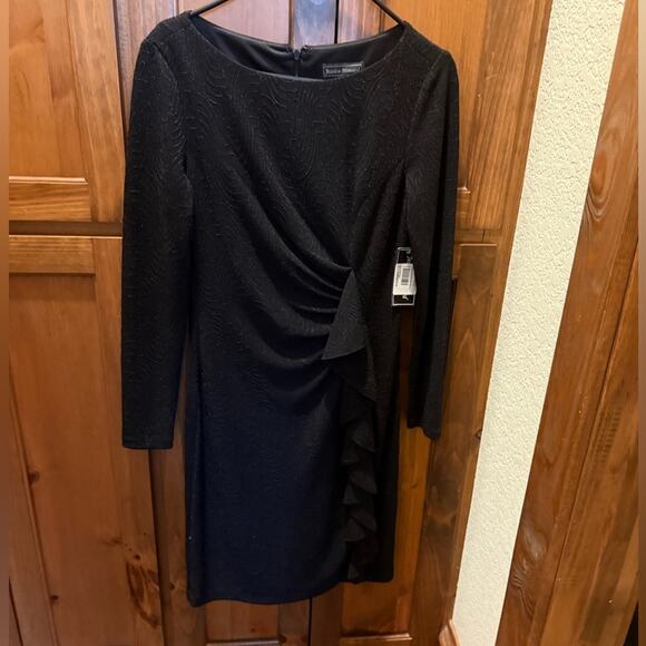 Jessica Howard Black Asymmetrical Ruched Dress - Picture 7 of 8